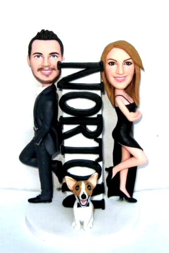 Custom wedding cake toppers personalized Mr. & Mrs. Smith cake toppers